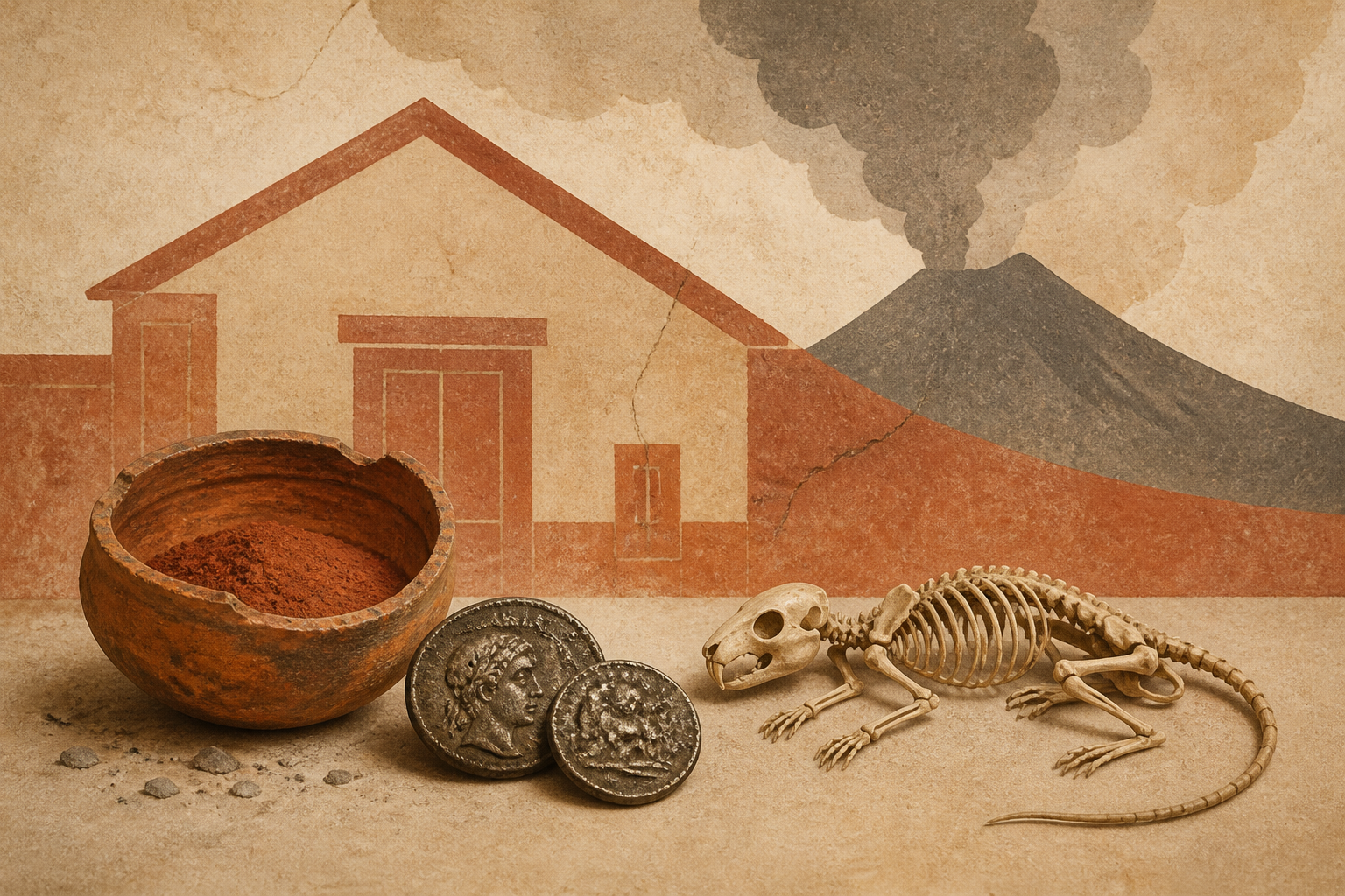 Ancient cosmetics, coins, mouse skeletons found in Pompeii home shed light on life before deadly eruption