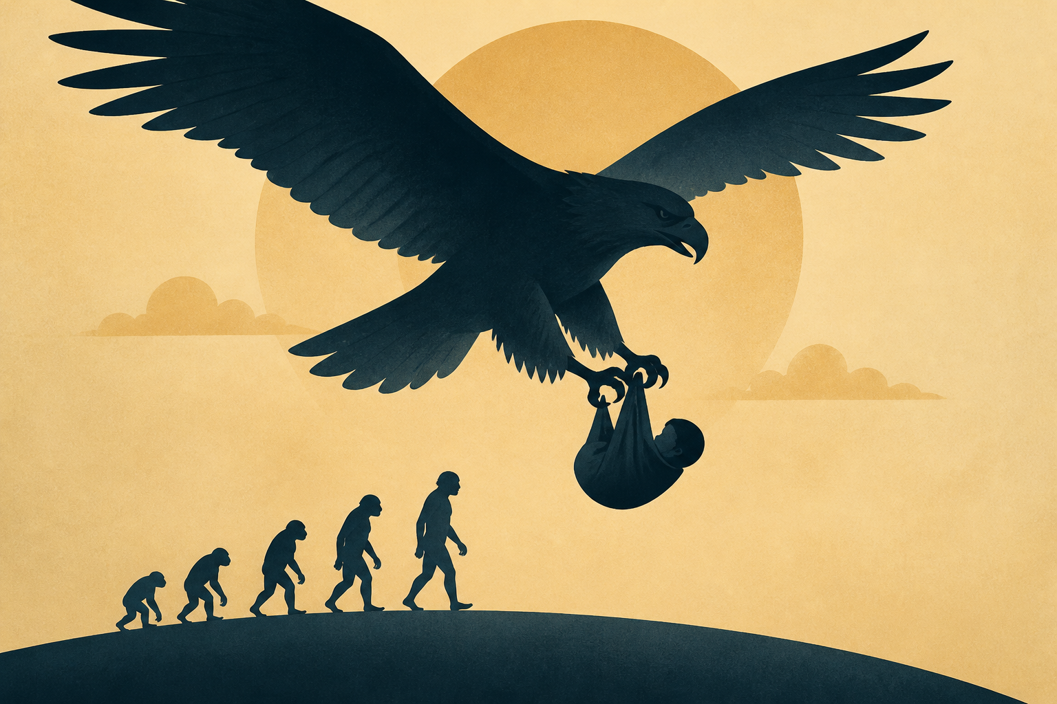 Giant eagles once ruled the skies. They snatched human children, and shaped our evolution