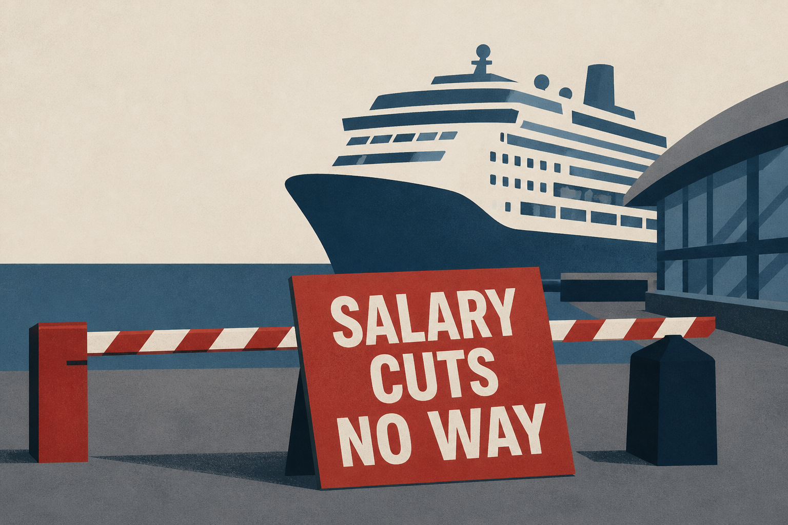 Barcelona port workers block cruise terminal in salary cut protest