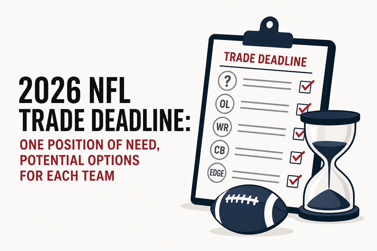 2026 NFL trade deadline: One position of need, potential options for each team