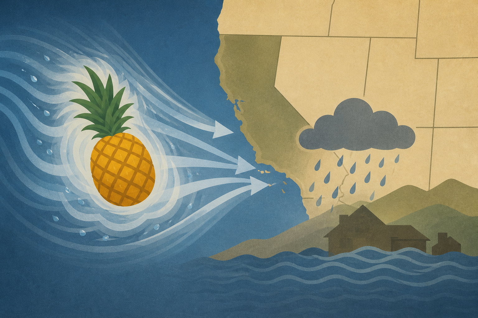 Pineapple express a flood threat to California, Southwest