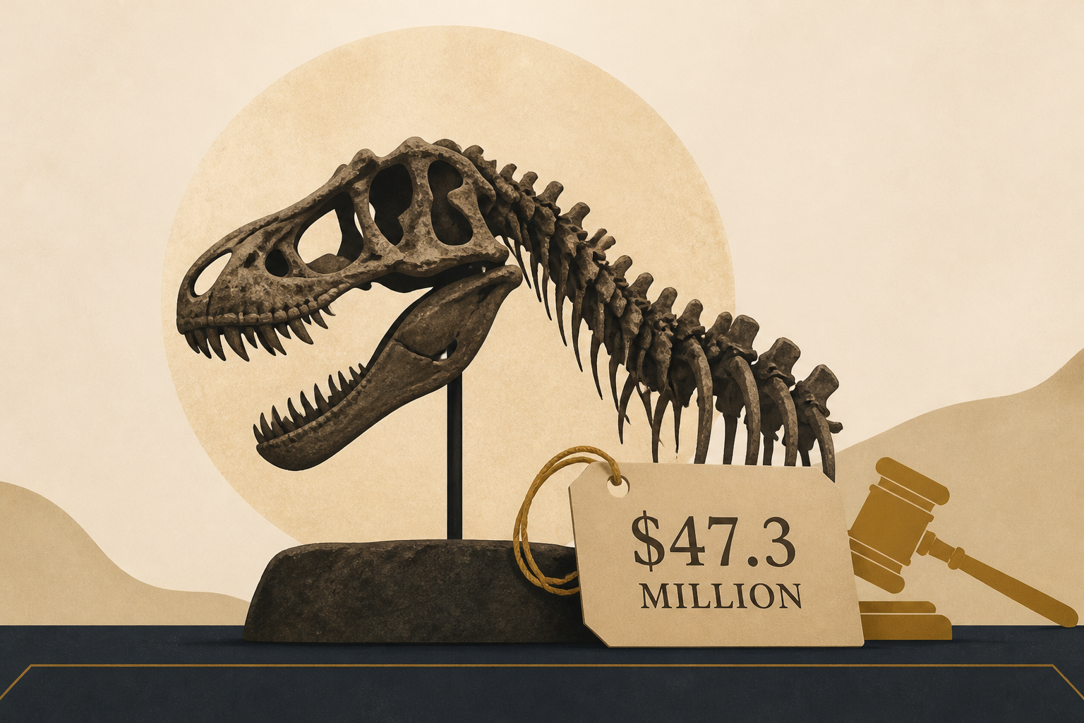 The second most valuable dinosaur fossil sells at auction for $47.3 million