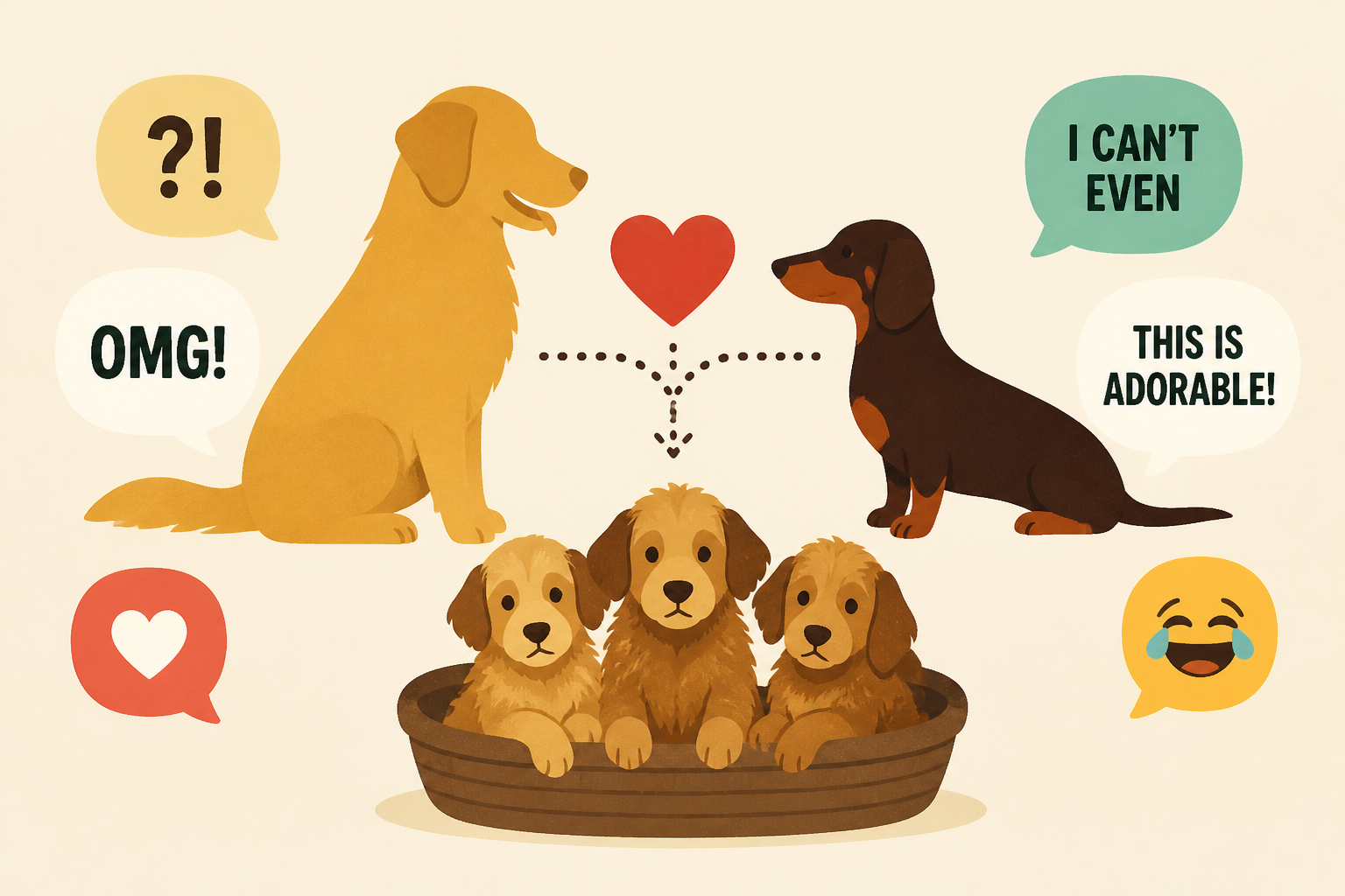 Golden Retriever and Dachshund Have Puppies, and the Comments Are a Riot