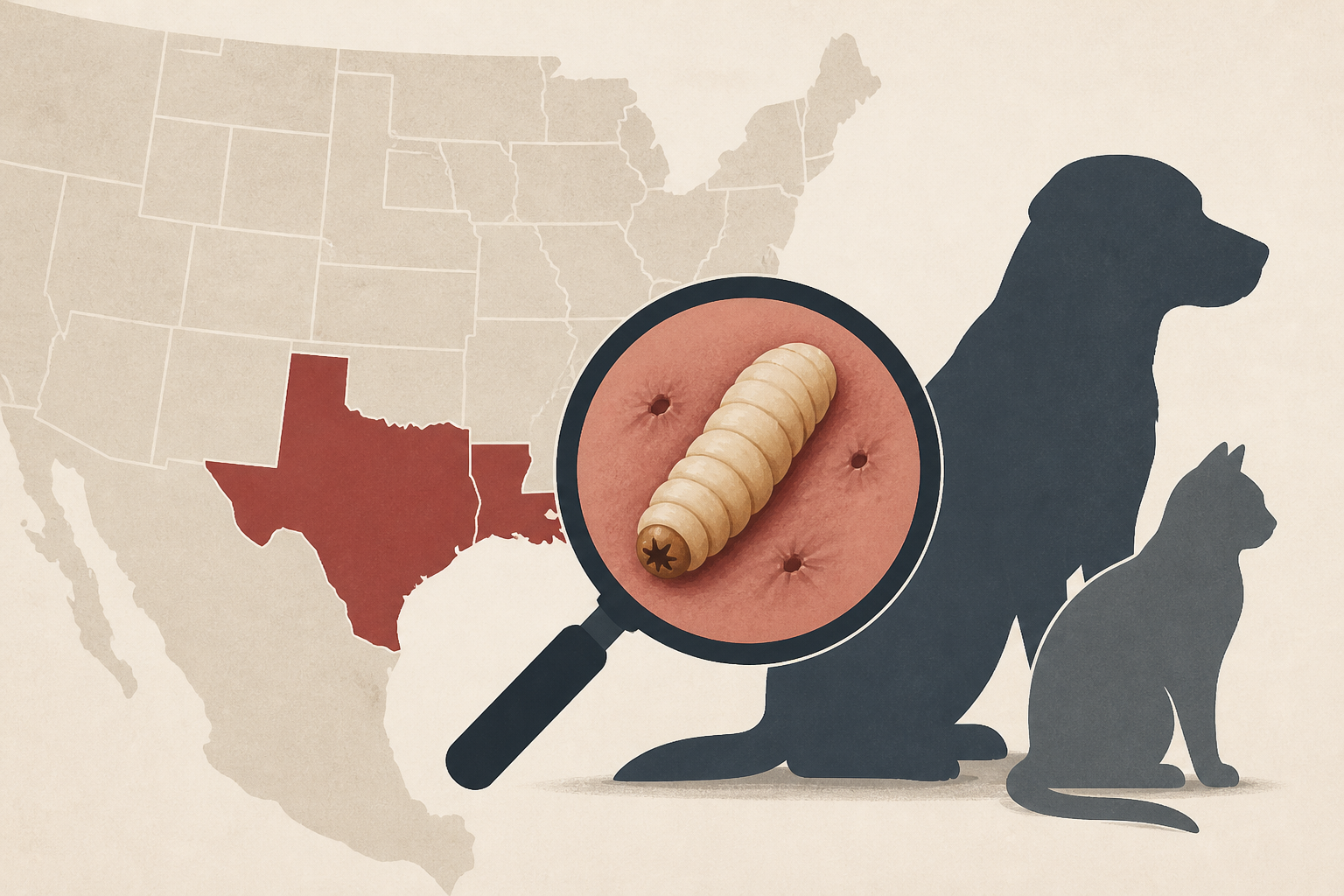 Flesh-eating screwworms spread to third state and are attacking pets