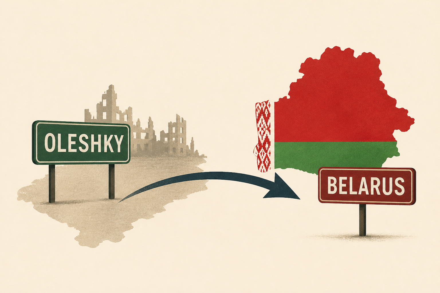 occupied Oleshky arrive in Belarus
