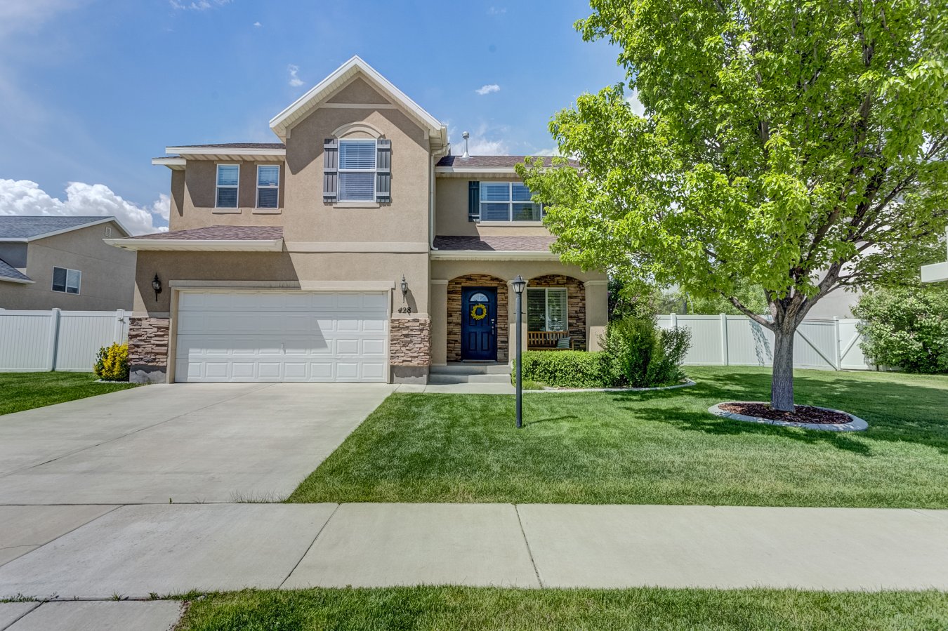 32965 This immaculate 2-story home nestled in a spacious neighborhood in south Lehi, just minutes away for any shopping and I-15. Featuring 9 ft. ceilings throughout the home and boasting 4 bedrooms with 2.5 bathrooms. Laundry is conveniently located on the second floor next to the master suite. The 4th bedroom is oversized and can be used as either a bonus room or a bedroom. Beautifully landscaped yard with basketball pad. The neighborhood park is across the street and features a full basketball court, huge playground, swings, picnic areas, and a large pavilion. Square footage figures are provided as a courtesy estimate only and were obtained from county records. Buyer is advised to obtain an independent measurement.