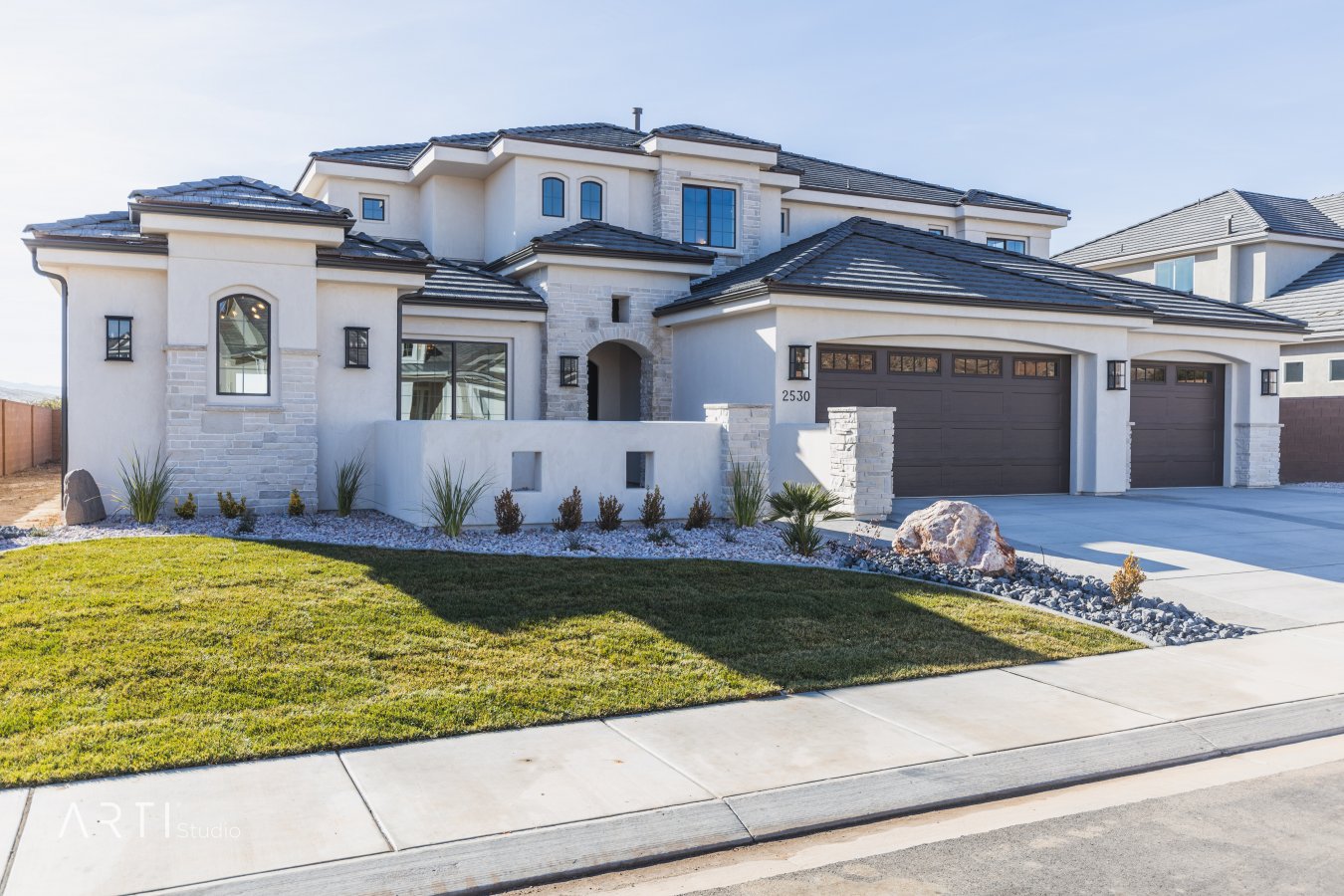 34312 Stunning home built by High Desert Homes. Two story with lots of detail. Large rooms, formal living room, 2 family rooms, mud room and lots of storage. Double Fridge/Freezer included. Master bedroom has it's own sitting area. You won't want to miss out on this one! Block wall on three sides. Front landscape. Home is completed. Owner/Agent