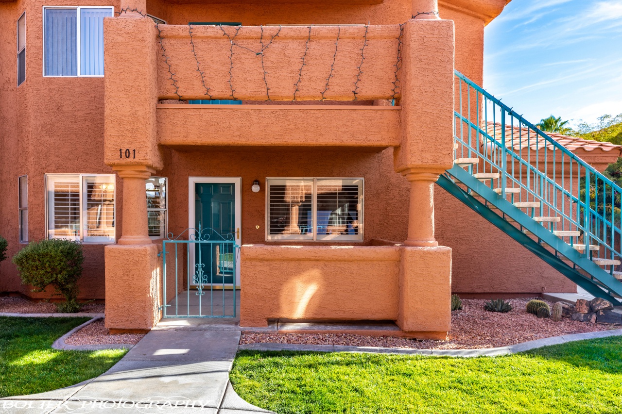 37044 A must see ground floor condo with a garden view for you to to enjoy your morning coffee. Located 81.1 miles north of Las Vegas and 34.4 miles to St George Utah this 2 bedroom 2 bath is located in Rock Springs 2. Rock Springs 2 offers 2 pool to lounge at in the summer to cool off after golfing one of Mesquite's many golf courses. This partially furnished condo has been recently renovated and is ready for you to move right on in.