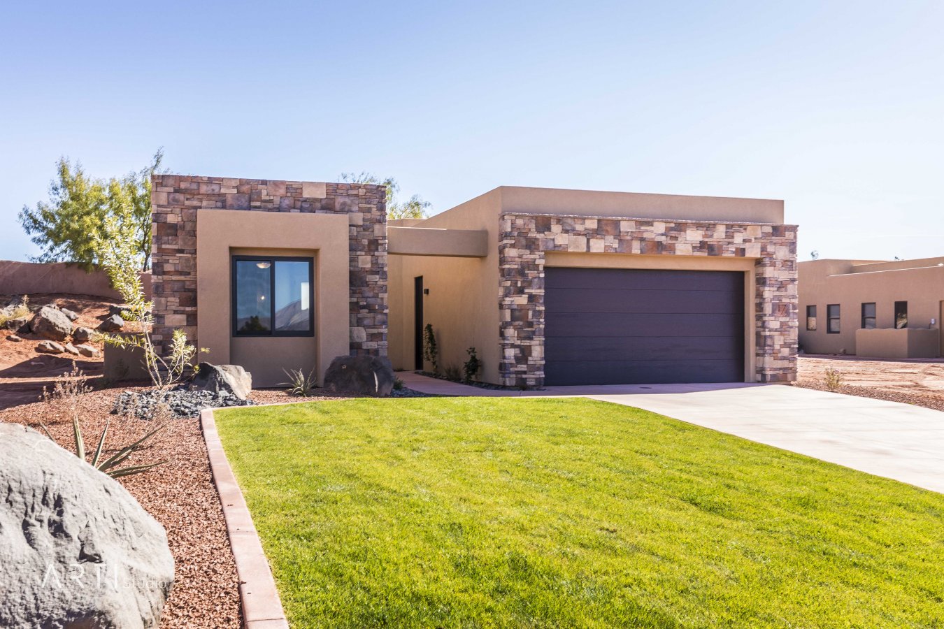 38777 Beautiful new home in the private gated community of Tuweap Point. Stunning kitchen with floor to ceiling cabinets, open to the great room that features fireplace, built-ins & floating shelves. Large master suite w/ spa like bathroom. Guest suite with it's own access from front courtyard plus a detached casita with kitchenette. Click the 3D virtual tour & see for yourself. Seller related to agent. Fully landscaped. Quality throughout, 2x6 construction, wood clad windows, custom cabinetry, 8' doors with kerfed jambs throughout. Enjoy the community pool, the freedom from having to maintain your yard and the security of a gated community all in a great location.