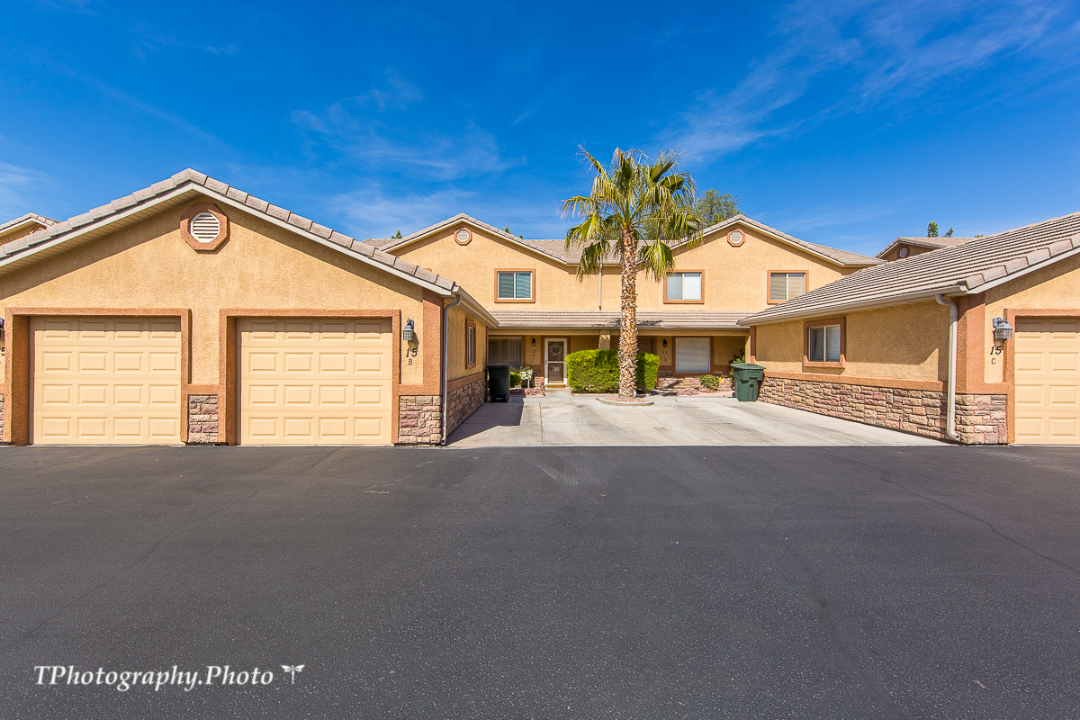 39085 This upgraded 3 Bedroom 2.5 Bathroom Townhome features two levels. As you enter this home the beautiful modern renovations are the first thing to catch your eye. The main level features the living room with new laminate wood flooring that flows up the staircase, a large closet (great for extra storage), kitchen with reclaimed wood wrapped peninsula, new stainless steel Frigidaire appliances, a wall mounted tv in the kitchen, a half bath great for guests, a laundry room with a new washer/dryer, and a new commercial grade water heater. The dining room directly off of the kitchen has a sliding glass door that lead right out to a fully fenced patio. All 3 bedroom are located upstairs. The master bedroom has a large walk in closet and its own full bathroom. As a bonus you have central vacuum throughout the unit plus a newly installed A/C and heat pump. There is a single car detached garage and a single uncovered parking space next to the garage. This community includes a pool, hot tub, and landscaping in front of each unit. Mesquite is a premier location to soak up the sun with numerous activities such as our local recreation center, community events, world class golf, and much more. For Additional Information TEXT 20276 TO 39200 or Contact Listing Agent Directly: Christina Silveyra (702)204-5601. View Property 3D Tour @ https://my.matterport.com/show/?m=wyESFrYkUjS