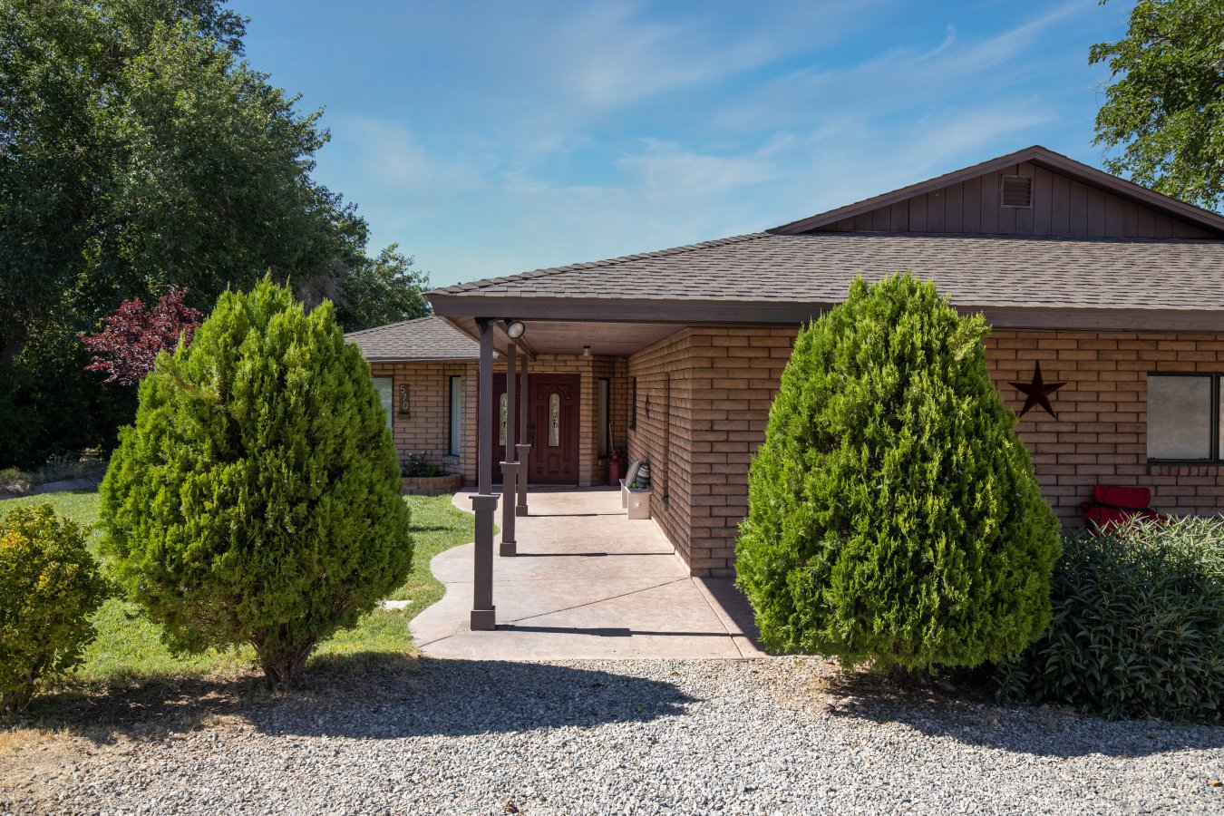 41687 Ranch Style Brick Home on a Private Road, with Mountian Views! This oasis includes a 2111 sq/ft home with 4 bedrooms and 2 baths on .41 acres! Large, open living spaces with wide open, outdoor, relaxing places! Secluded, private neighborhood, but in close proximity to park , schools, and shopping.