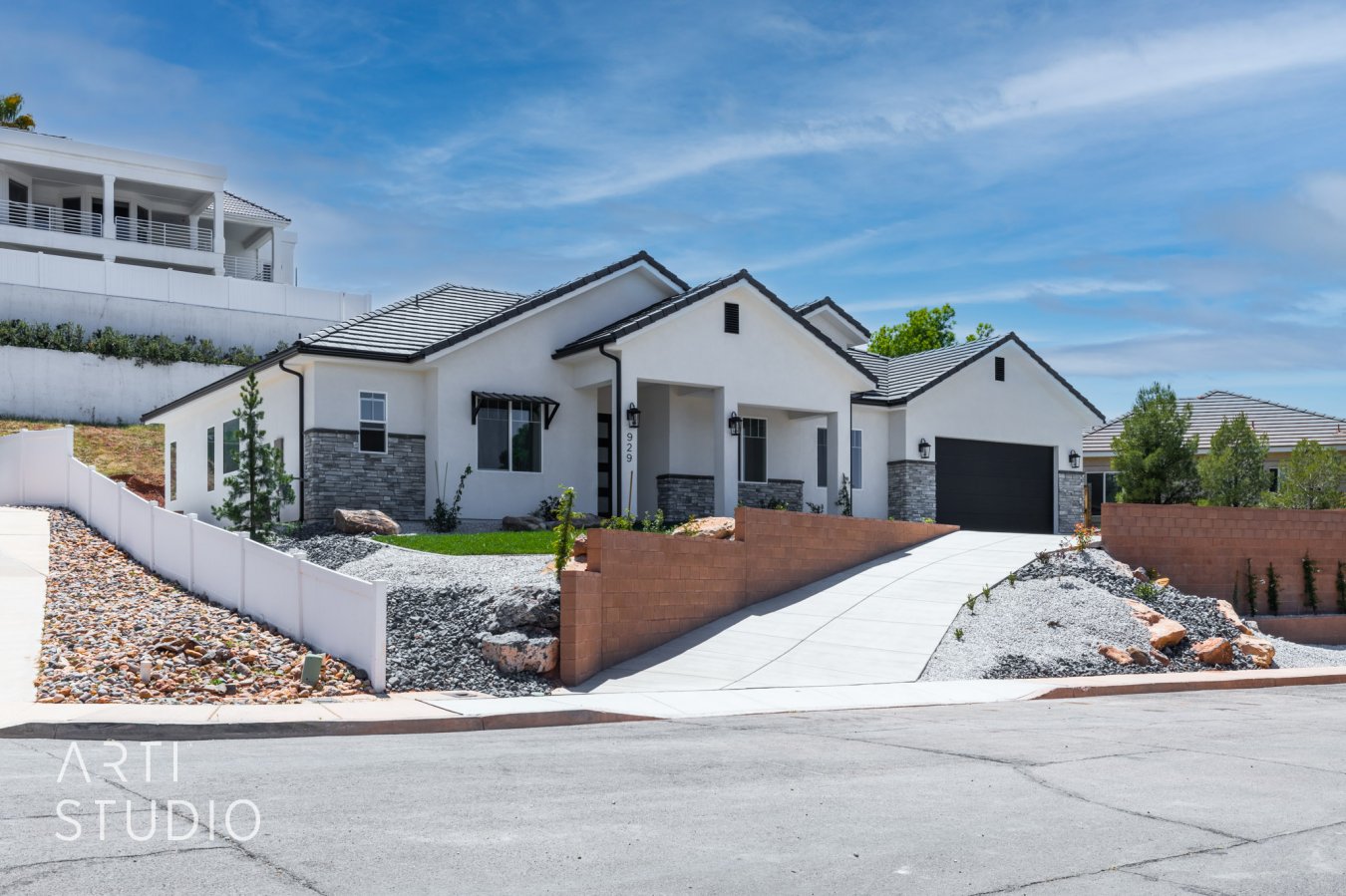 47820 Brand New 4 bedroom home situated in an elevated cul-de-sac in a nicely established neighborhood offering northern and western views of Pine Valley & the Red Mountains of Snow Canyon. Tastefully finished and thoughtfully laid out for best use of space. Yard will be fully landscaped. 4th bedroom could be used as den if desired. 2nd bay of garage is tandem, can store a 3rd car or used as workshop.