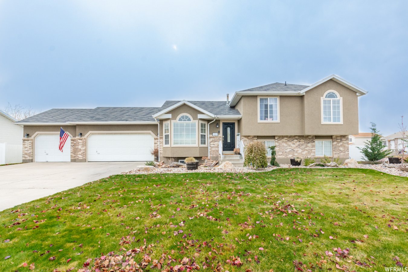 Beautiful, move in ready home. Ideally located, I-15, HAFB and shopping are just a short drive away. Pride in Ownership show from top to bottom, kitchen cabinets and counters were recently updated and equipped with new appliances. Leading into the family room and 2nd floor, banisters were updated as well to match the kitchen. 3 bedrooms, 2 full bathrooms upstairs including a grand master suite. Family room and theater room each have a gas fire place, that will make for some cozy nights on the couch. Basement boasts with tons of space, 1 bedroom and full bathroom, theater room and additional room plumped for your own in home salon. Storage sheds in the backyard are included, the size and the roomy patio will allow for big gatherings. Intercom System throughout the whole house. Security System, Doorbell Camera, padlock and NEST Thermostat are brand new, will need to be reactivated by buyer through VIVINT. Theater equipment included in sale. Square footage figures are provided as a courtesy estimate only and were obtained from County Records. Buyer is advised to obtain an independent measurement.