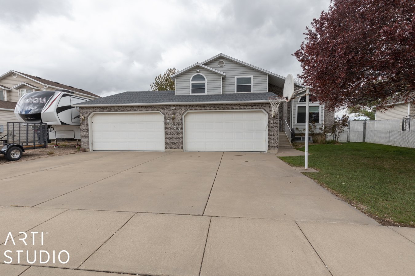 52983 All new windows that cost $30K. New roof...Wow, covered patio 15x25 for entertaining family and friends, outdoor kitchen included, must see beautiful .28 acre, fully fenced yard, great play area & equipment, , 14'x16'x wood shed with power & overhead door, watered garden area. 220v 50 amp RV plug, 220v also in the 6 car garage with finished interior, extra lighting, plus 8' overhead doors. Neat & well cared for home on a very nice street. Second half garage is double deep.