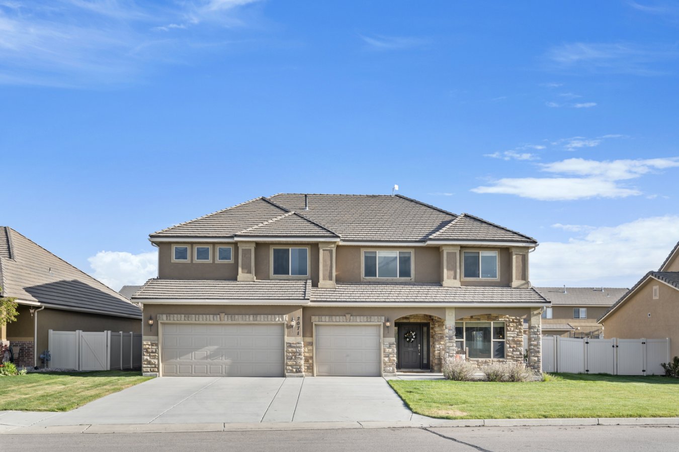 57252 Come see this beautiful, very open concept two-story in the highly sought after Gray's Farm Lehi community. This home is very open with large gathering areas perfect for entertaining. There are 7 large bedrooms- several with walk-in closets. The roof is an upgraded tile that will outlast typical shingled roofs. Home boasts a large theater room and ceiling speakers throughout the upstairs. The sprinkler system is on a smart system that can be controlled from your phone. Square footage figures are provided as a courtesy estimate only and were obtained from an appraisal. Buyer is advised to obtain an independent measurement.