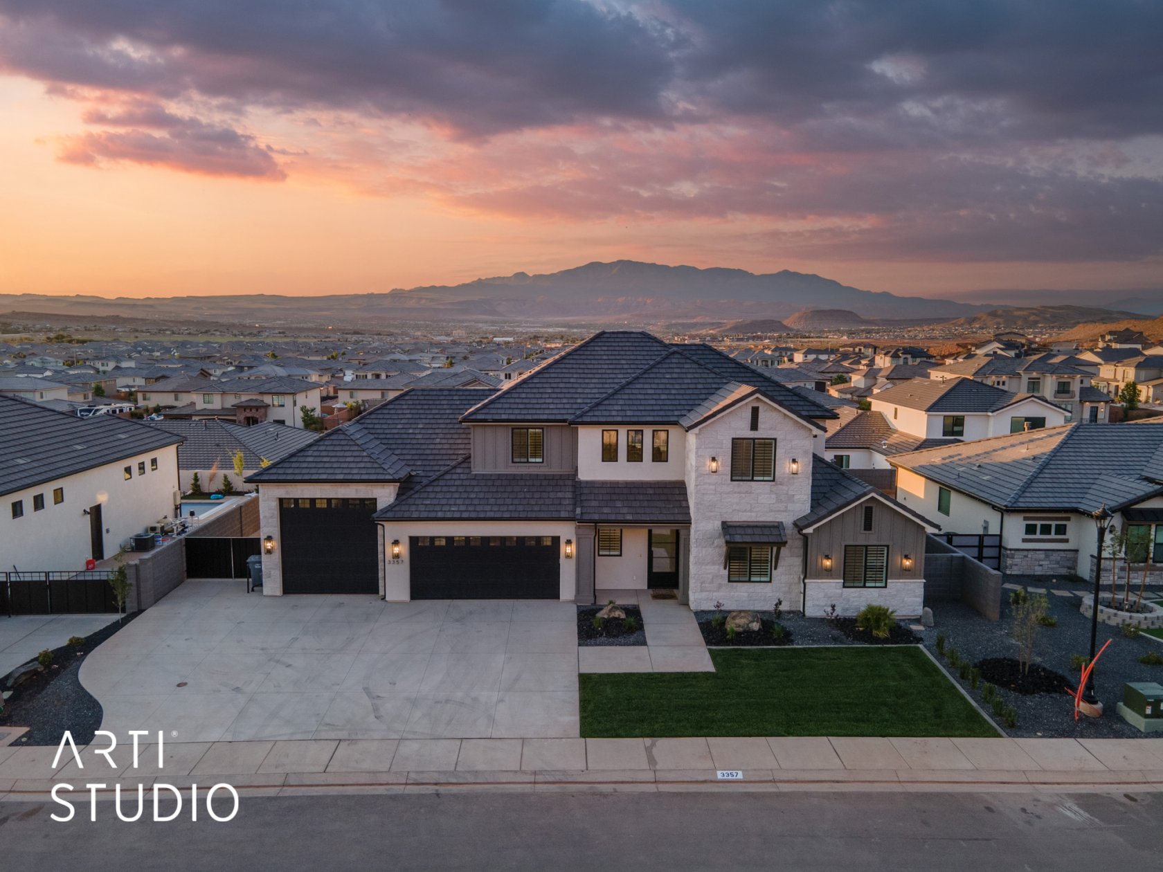 57451 Beautiful custom-built home in the Little Valley area. The kitchen features an oversized island, premium soft-close shaker cabinets, stainless steel appliances, quartz countertops, double ovens, and a huge hidden pantry. The open concept home has tons of windows flooding the great room with natural light and 15-foot ceilings looking out over gorgeous valley views. The master suite is located on the main floor with a nice big organized walk-in closet. You will notice there are organizers in most closets and plantation shutters throughout the entire house as well as a central vacuum and soft water systems. There are extra tall cabinets and a utility sink located in the three-car garage with an extra-tall stall for the RV. The back is completely enclosed and both yards are landscaped with a fully automated sprinkler system. Don't miss this spectacular home located in the coveted Dixie Power district, it won't last long.