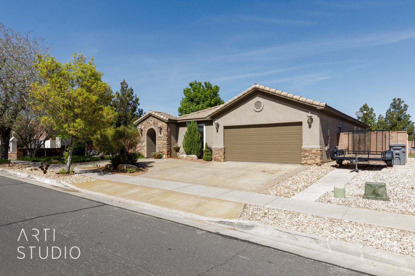 Don't miss out on this property in the coveted Desert Hills subdivision. So many little touches in this custom home to love! The backyard has an amazing oasis with a covered pergola, and a Koi Pond for the days that you need to get away without leaving the house. Newly painted exterior, brand new top of the line windows, and a newer AC unit. No HOA and on Dixie Power. This one won't last long!