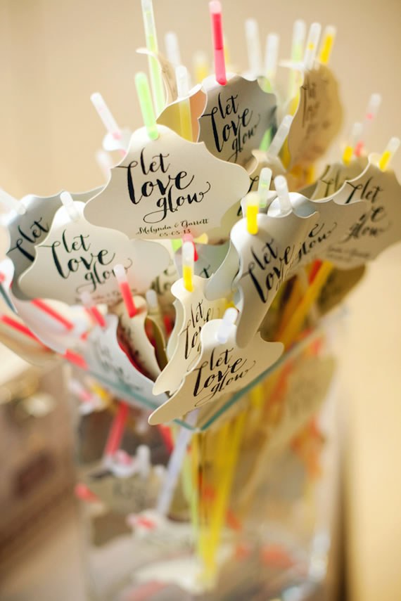 Glow stick wedding favors under $1 Glow stick wedding favors with 'Let Love Glow' tags