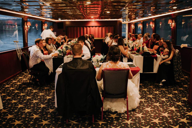 Boat Wedding Ideas and Tips | Indoor wedding reception on a yacht Boat Wedding Ideas and Tips | Indoor wedding reception on a yacht