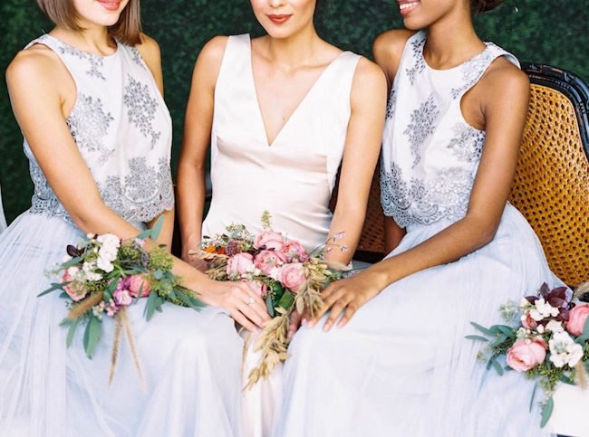 How To Save Money on your Wedding Dress Bridesmaids in pretty pastel dresses