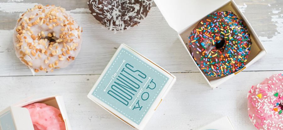Wedding Favor Ideas Under $1 Wedding donuts in cute 'I'm Donuts Over You' favor boxes