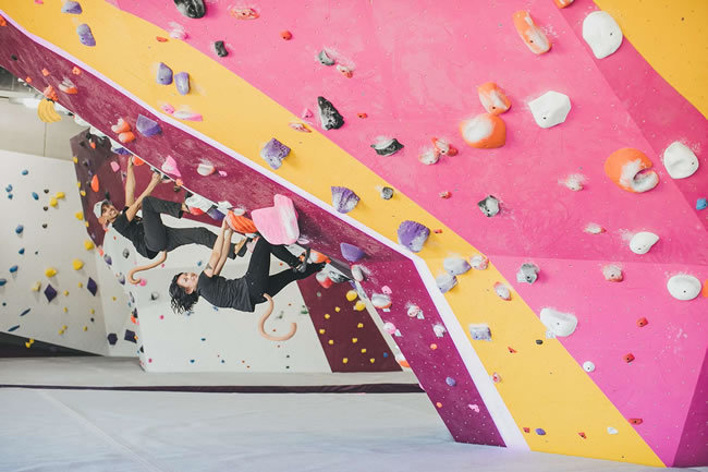 Rock climbing engagement photos