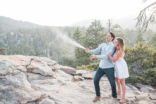 Engagement photos with a pop of champagne