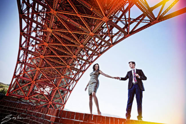 Engagement photos under the Golden Gate Bridge