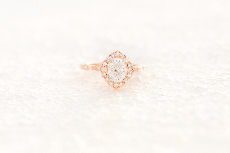 Vintage Oval Halo Diamond Engagement Ring in 14k Rose Gold by Shane Co.