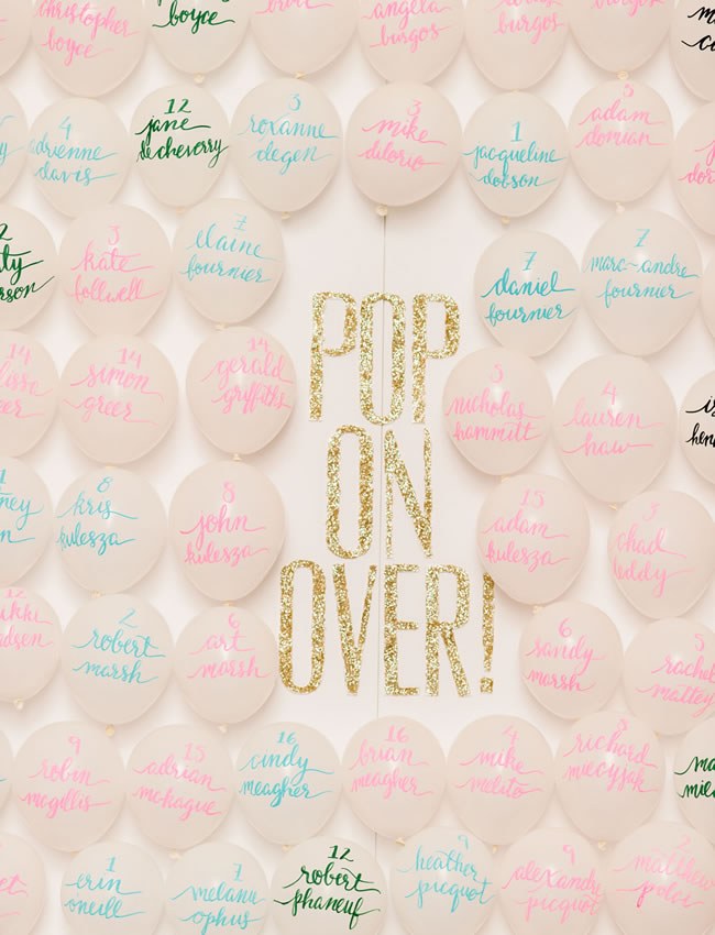 How To Keep Your Wedding Guests Happy Pop on Over balloons as wedding escort cards
