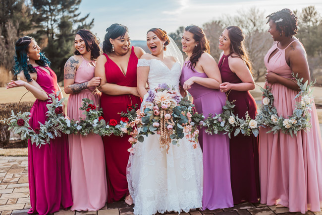 How To Keep Your Bridesmaids Happy | A cute red + purple bridal party with floral hoops How To Keep Your Bridesmaids Happy | A cute red + purple bridal party with floral hoops
