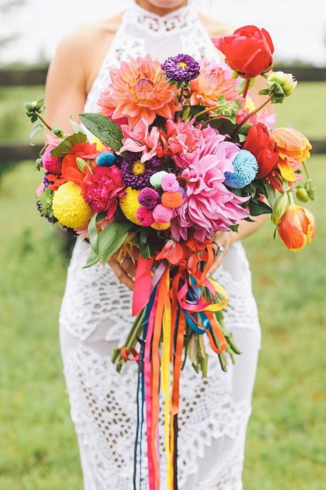 LGBTQ+ Wedding Ideas | Colorful rainbow bridal bouquet LGBTQ+ Wedding Ideas | Colorful rainbow bridal bouquet