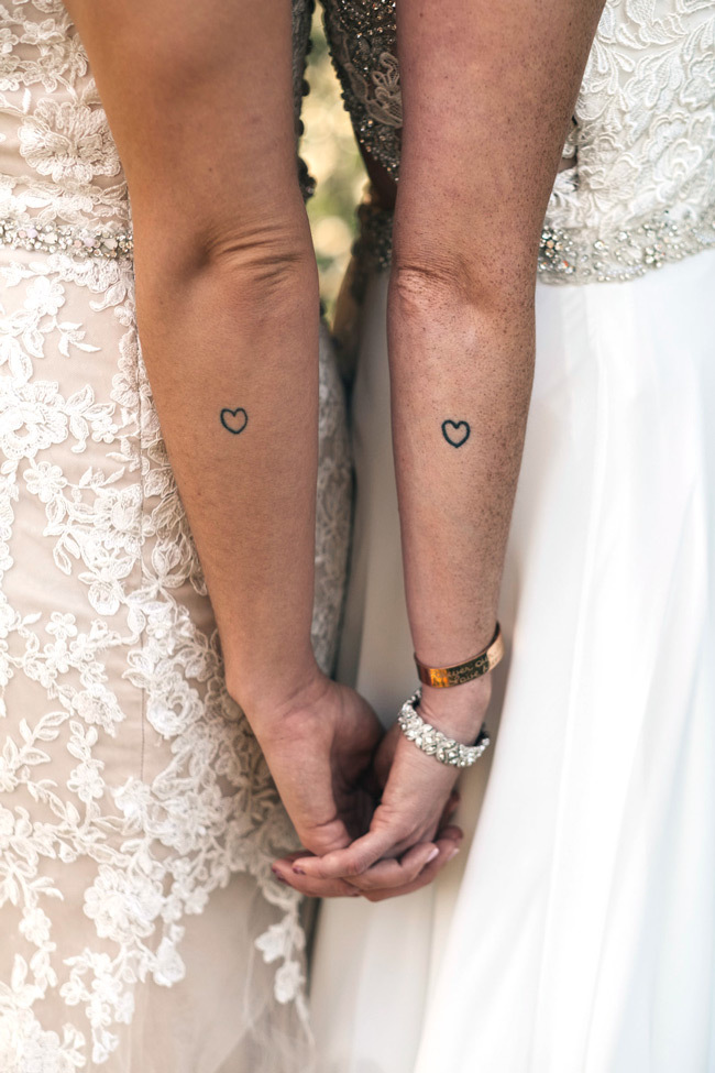 Lesbian Wedding Ideas | Matching heart tattoos Lesbian Wedding Ideas | Matching heart tattoos