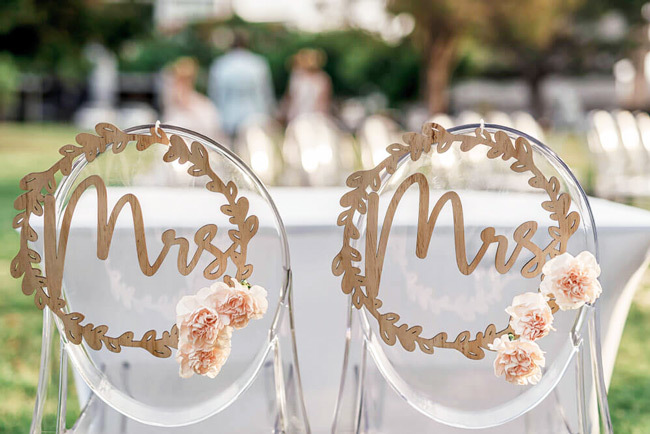 Lesbian Wedding Ideas | Mrs. & Mrs. chair signs Lesbian Wedding Ideas | Mrs. & Mrs. chair signs