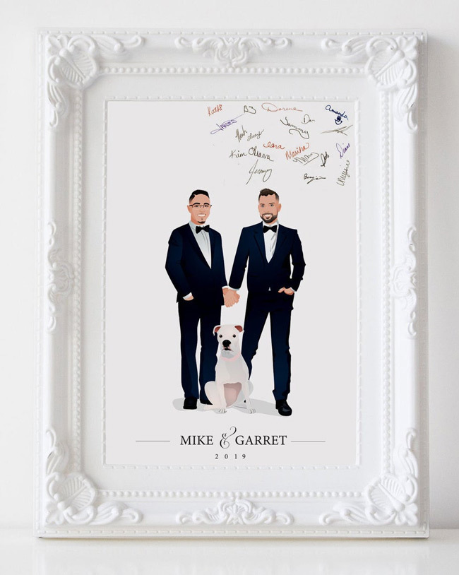 LGBTQ+ Wedding Ideas | Custom portrait guest book alternative LGBTQ+ Wedding Ideas | Custom portrait guest book alternative