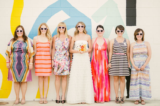 Bridesmaid wearing their own choice of casual, mix-and-match bridesmaid dresses. Bridesmaid wearing their own choice of casual, mix-and-match bridesmaid dresses.