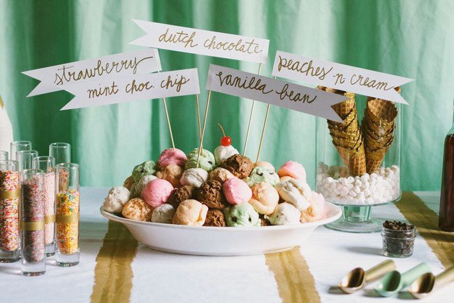 Small Wedding Ideas | Interactive food stations like this build-your-own ice cream sundae bar Small Wedding Ideas | Interactive food stations like this build-your-own ice cream sundae bar