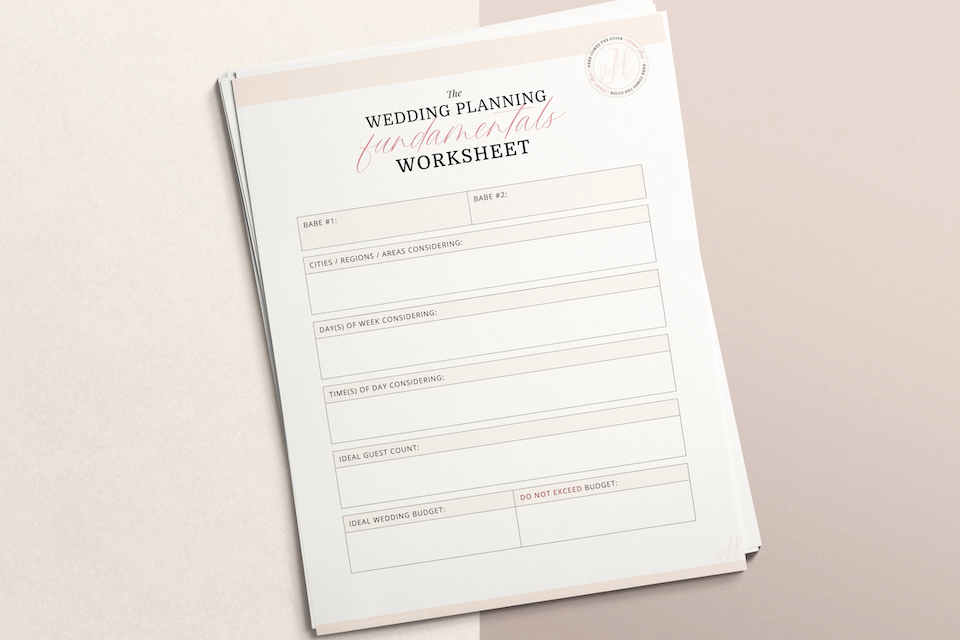 The Wedding Fundamentals Worksheet