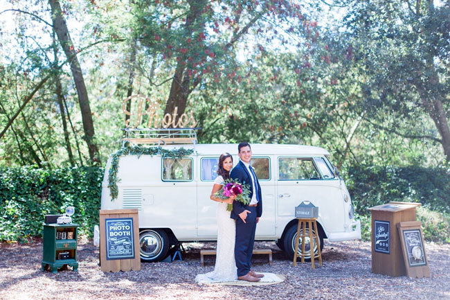 Vintage bus wedding photo booth from The Booth Bus