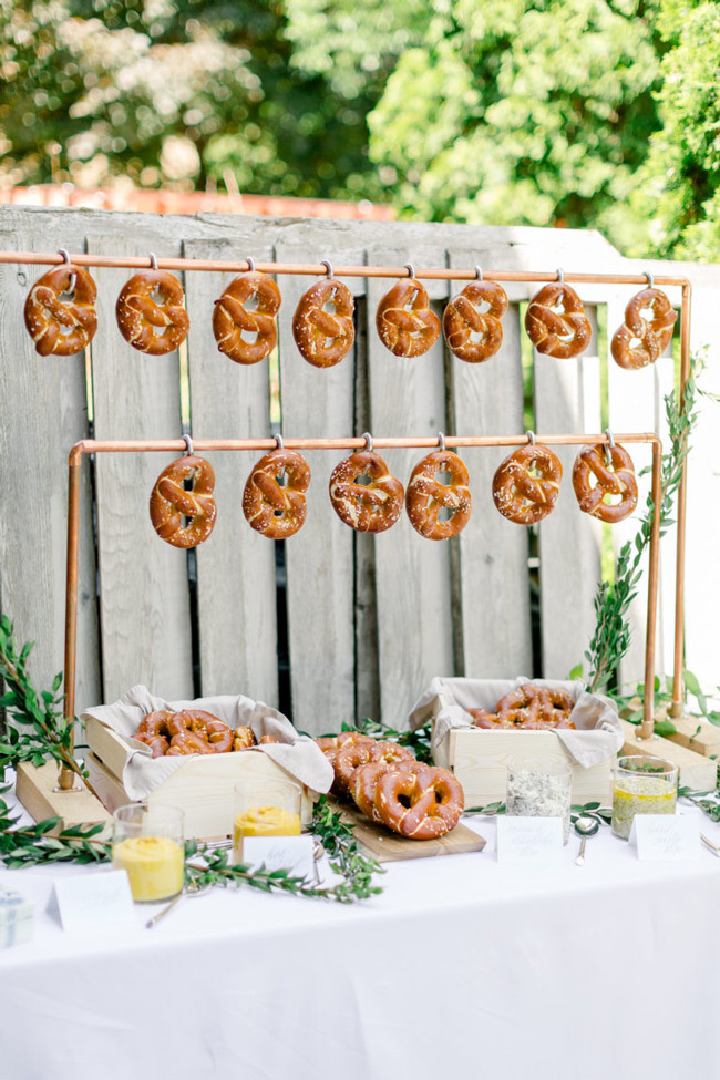 Wedding Food Station Ideas | Pretzel Bar