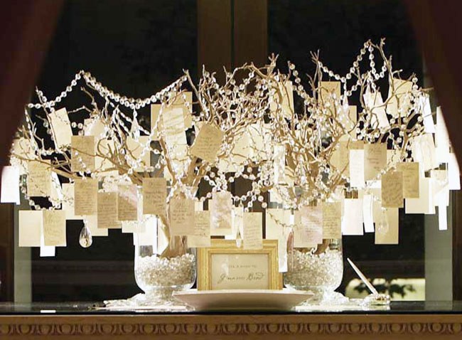 How To DIY Your Own Wedding Wish Tree Wedding wish tree with Manzanita branches and crystals