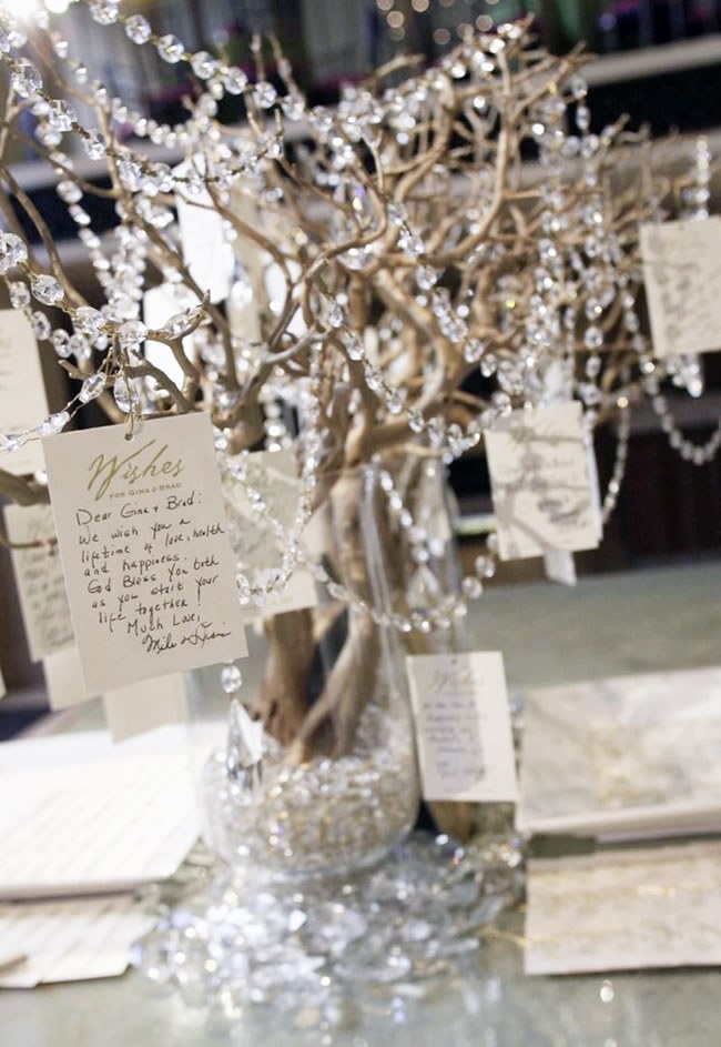 How To Make Your Own Wedding Wish Tree Handwritten note hanging from a wedding wish tree