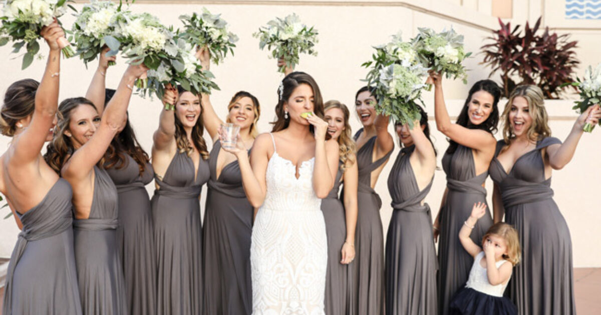 bridesmaids restaurant before dress fitting Fight Club Themed Wedding | Bridesmaids