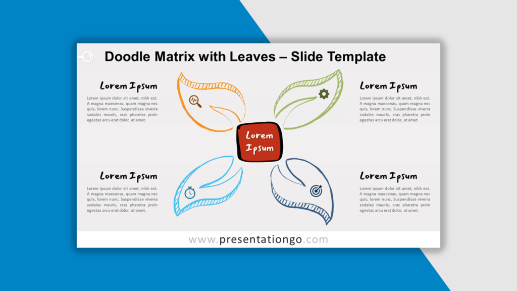 Best Matrix Charts - Doodle Matrix with Leaves for PowerPoint and Google Slides