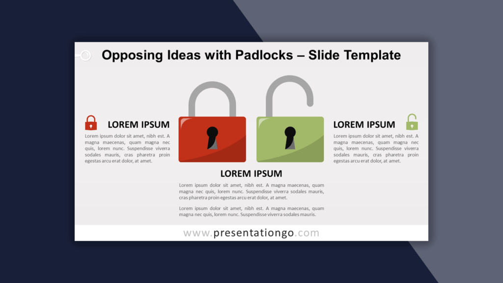 Opposing Ideas Padlocks Template for PowerPoint
