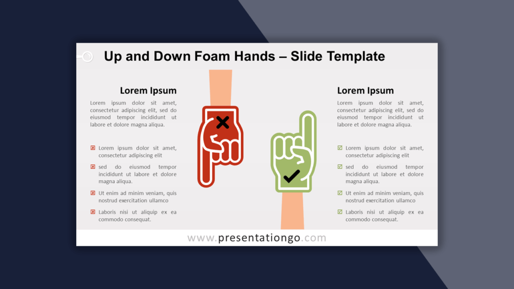 Up and Down Foam Hands Template for PowerPoint