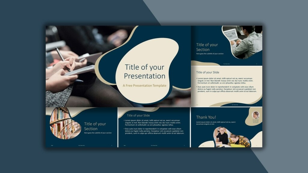 Free Royal Blue and Gold Google Slides Theme and PowerPoint Template