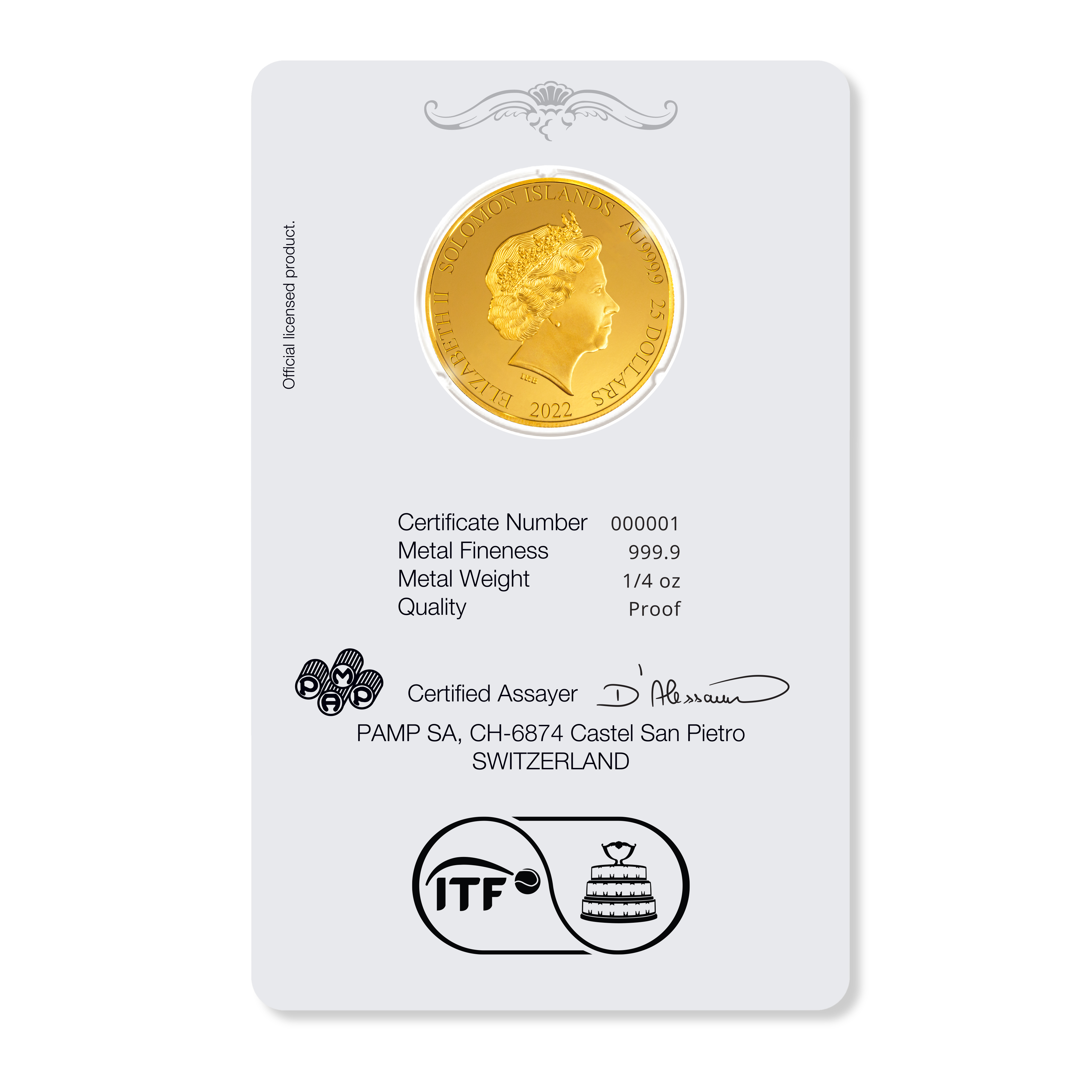 Davis Cup 2022 1/4 oz Gold Coin
