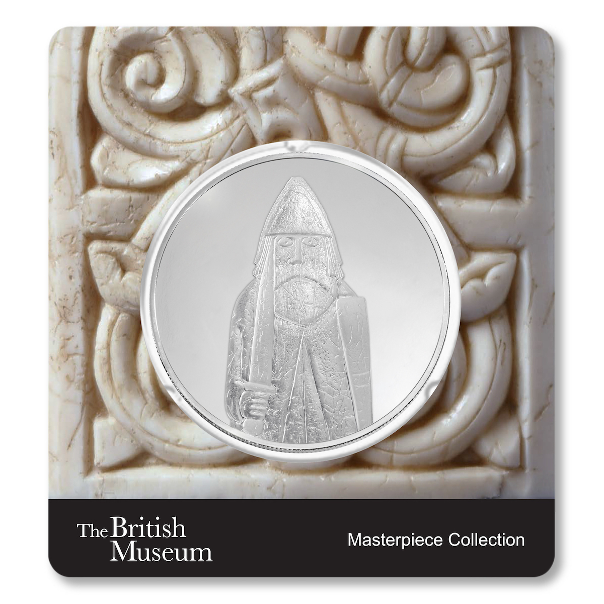British Museum Lewis Chessmen - The Warder - 2.5 oz Silver Coin