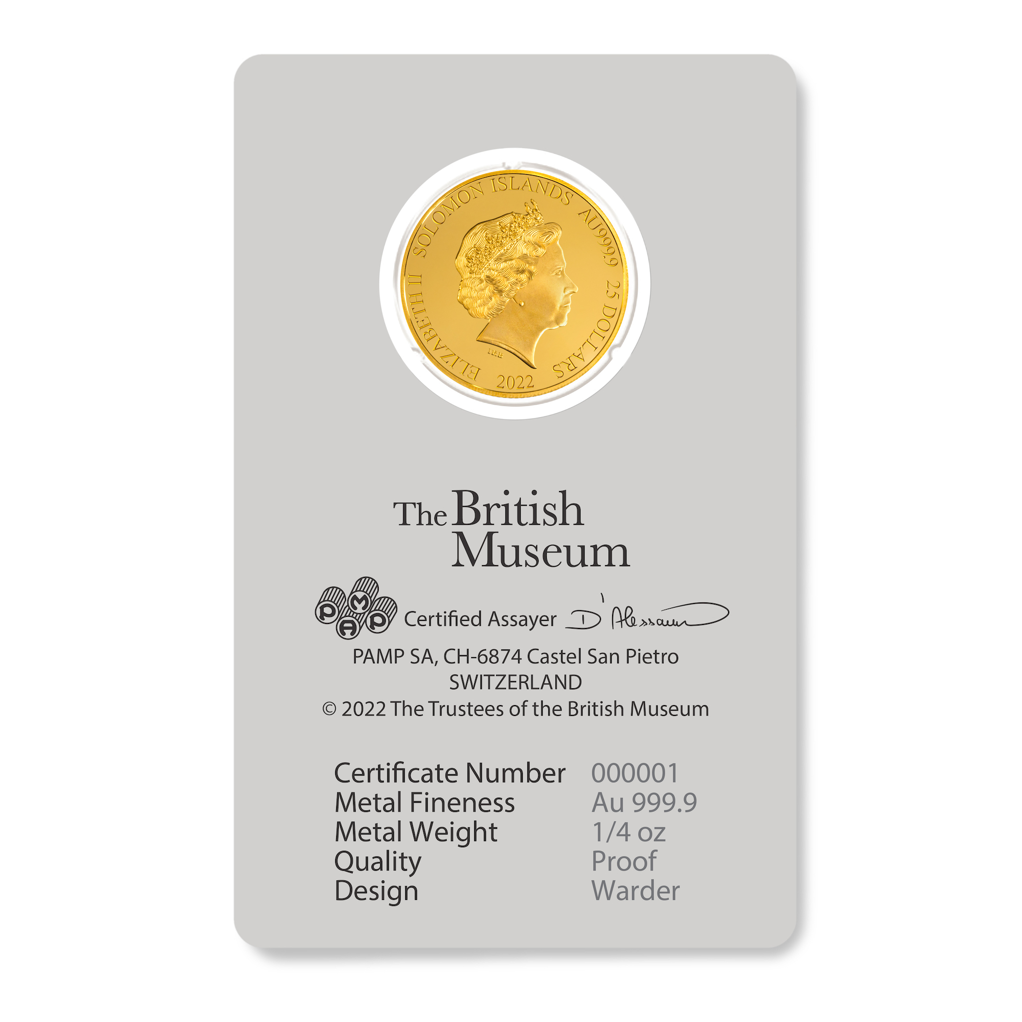 British Museum Lewis Chessmen – The Warder – ¼ oz Gold Coin